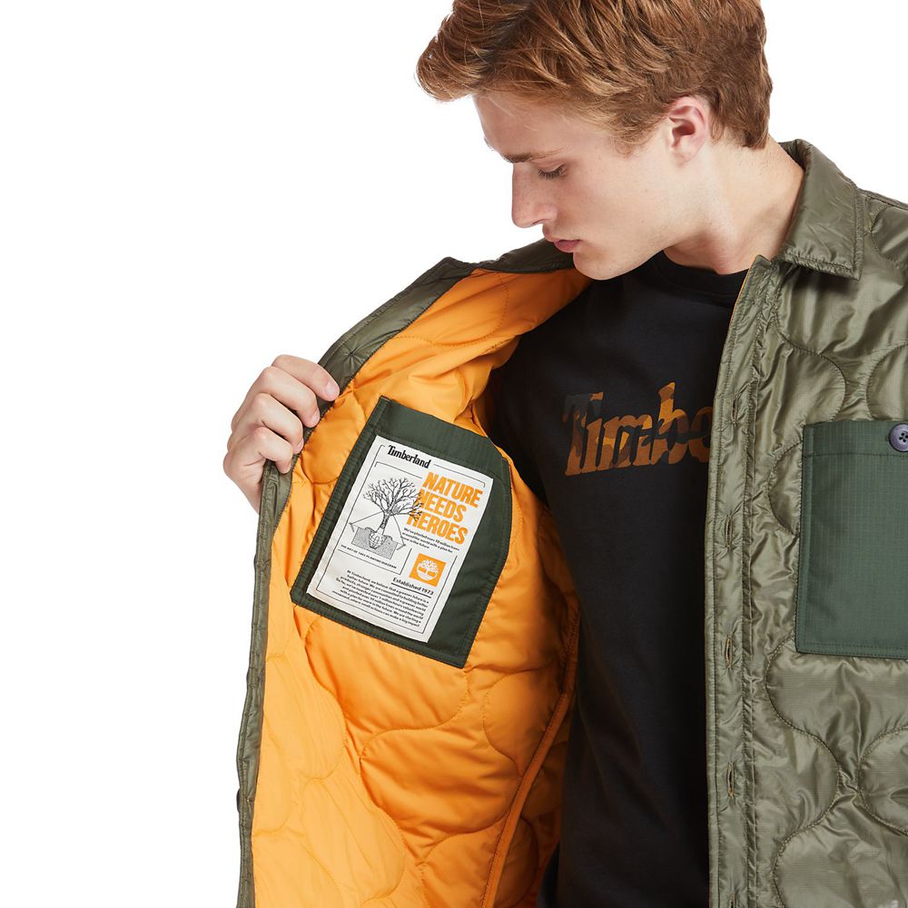 Chaquetas Timberland Hombre Heritage Long-Sleeve Onion-Quilted Shirt Verde Oliva - Chile GBK-586431